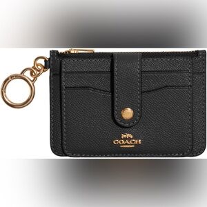 COACH Crossgrain Leather Attachment Card Case Black